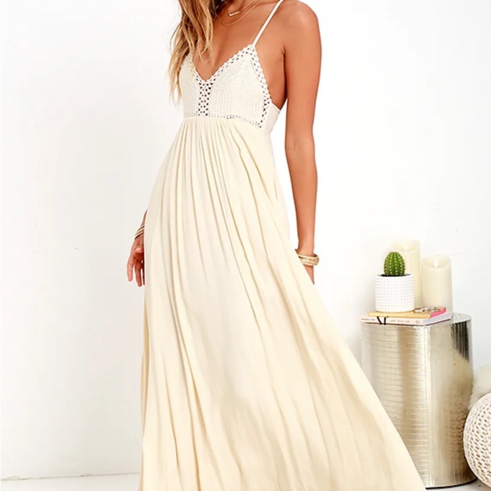 Lulu's Cream Maxi Dress